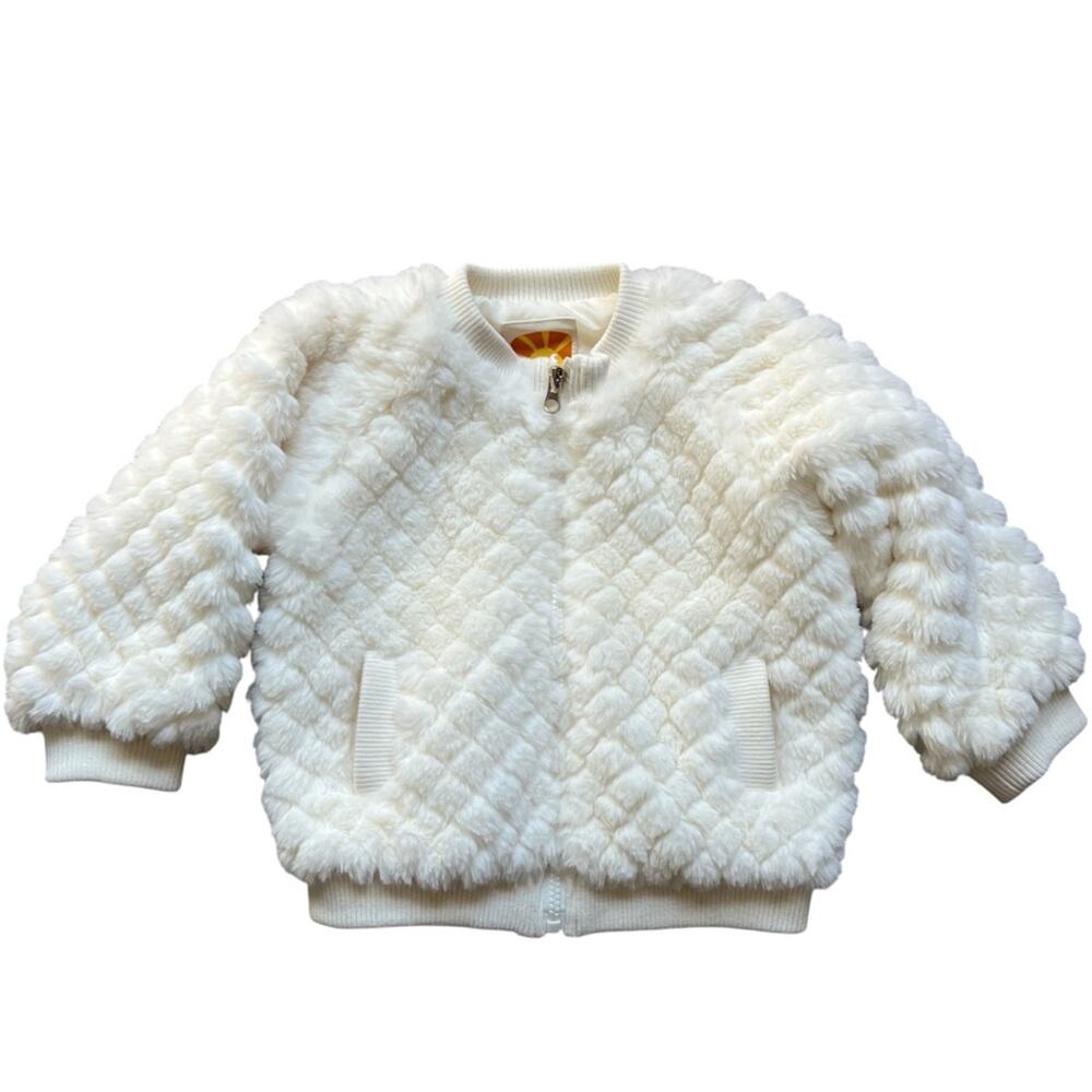 C&C California Cream Faux Fur Bomber Jacket NWOT - Size 4T